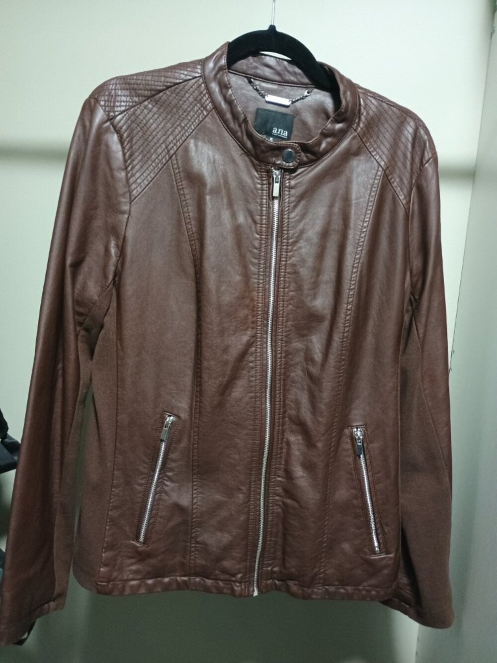 Black Faux-Leather Biker-stylejacket by Ana.